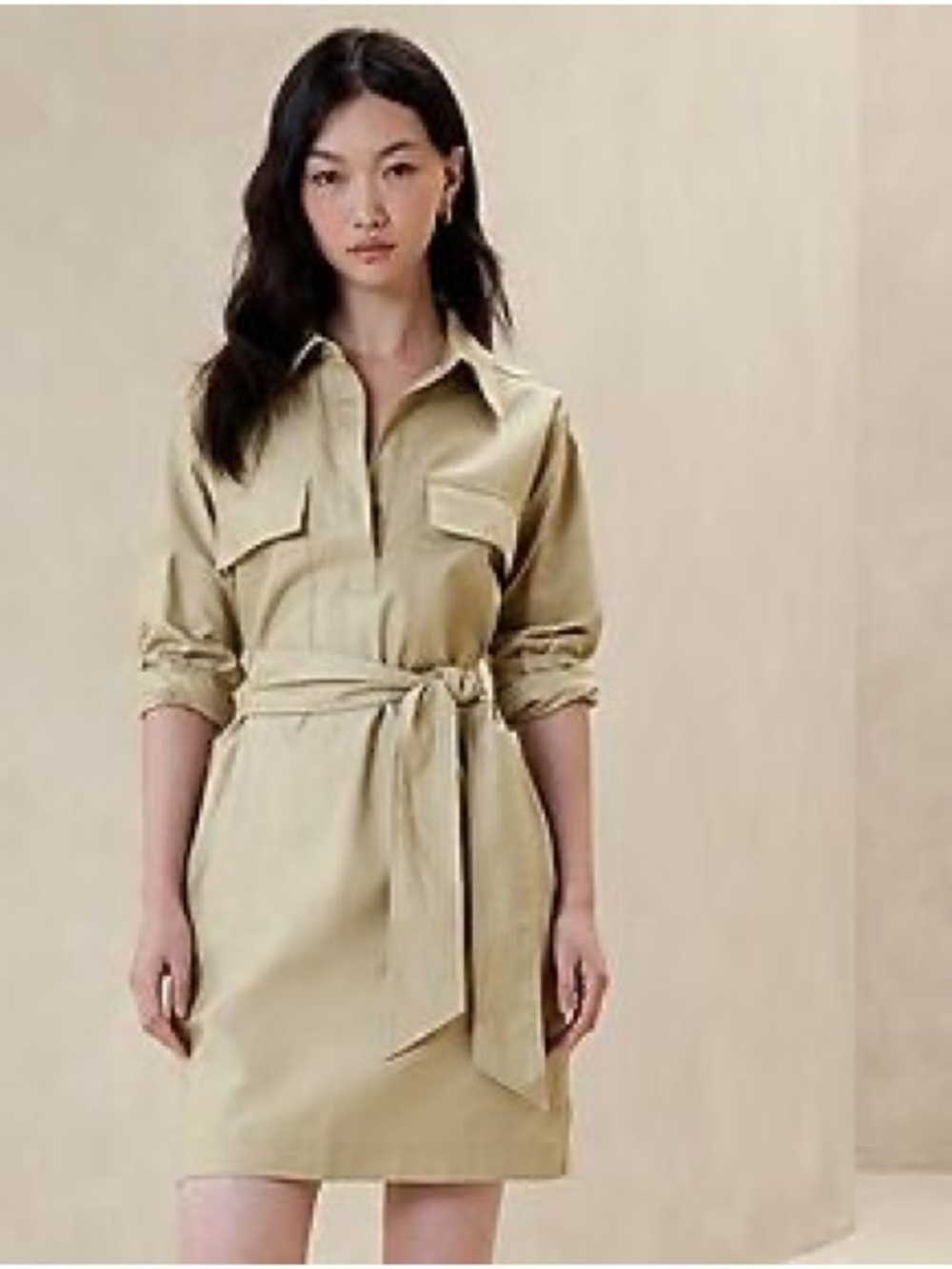 Banana Republic Khaki Utility Trench Dress